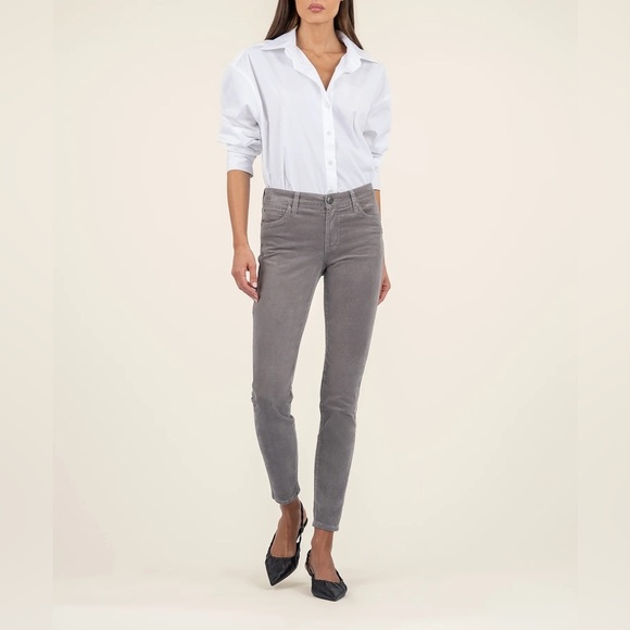 NWT!! KUT From The Kloth - Diana Corduroy Relaxed Fit Skinny - Concrete Grey - 0 - Picture 1 of 9